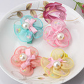 New Soft Chiffon Flower Hairpins Kids Pearl Ribbon Bow Hair Accessories Children Headwear Girls Lovely Rainbow