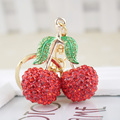 Fashion Cherry Crystal Keychain Purse Bag Buckle HandBag For Car Keyring Holder Women Key Ring llaveros