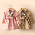 Baby bow dust coat the new spring and autumn outfit Korea 2016 children s wear female
