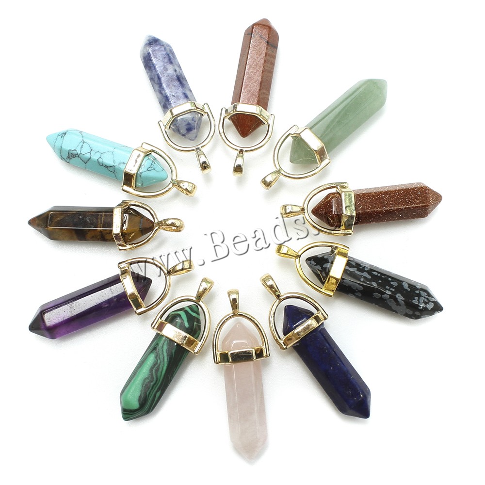 Image of Multi Color Natural Stone Pendant Rose Quartz Crystals Amethyst Stones Women Men Gold Bullet Charm Necklace Jewelry Accessories