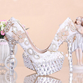 Fashion White Pearl Wedding Shoes Genuine Leather Evening Party Prom High Heels Special Occasion Shoes Birthday