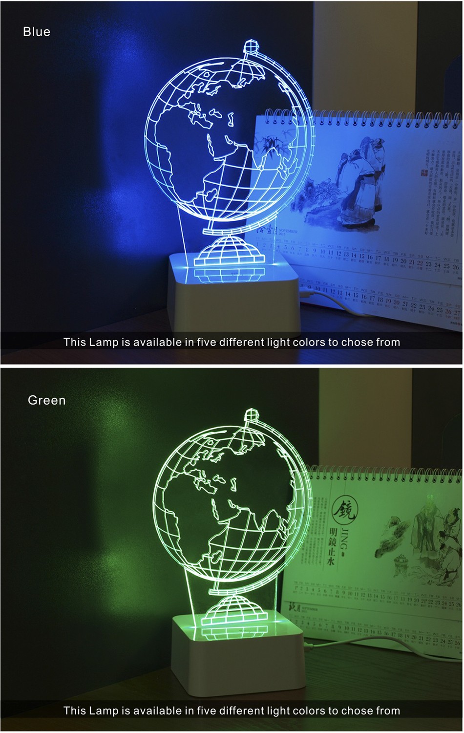 3d Mpara De Mesa USB Globe Lamp (4)