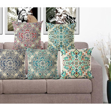 Pillowcase Bohemian Style Cushion Cover Cotton Linen Printed Chair Seat Size 45*45 Home Decorative Throw Pillow Cover Cojines