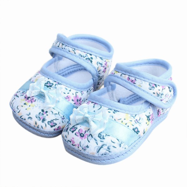Lovely Infants Baby Kids Bowknot Flower Printed Prewalker Cotton Cloth Shoes New