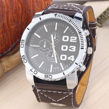 2015 nuevos calientes 5 colores para opción elegante Unisex ocio enorme Dial grande banda de cuero de cuarzo reloj de pulsera para mujeres hombres Wristwatchs