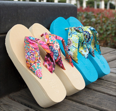 2016 new fashion summer flip flops women Bohemia style 4.6cm High heels shoes beach sandals cansual shoes women summer