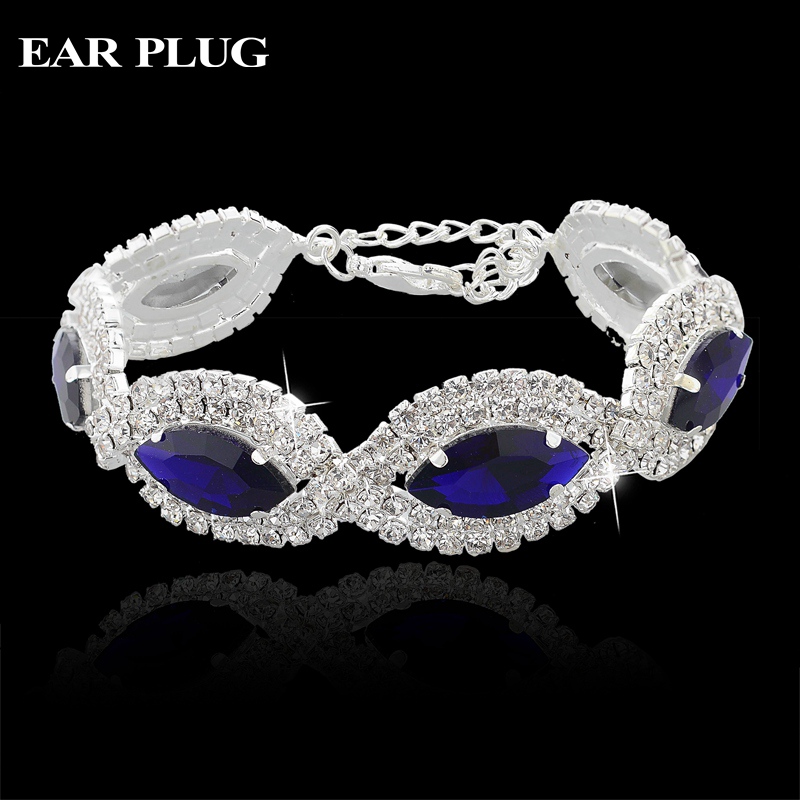 Image of Nomination Friendship Bracelets For Women Girls Wedding Silver Crystal Bracelet Femme Ruby Blue Sapphire-Jewelry 2016 Pulseras