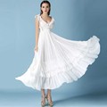 Bohemian A Line V Neck Backless Empire White Chiffon Wedding Dress 2017 Beach Summer Bridal Dress