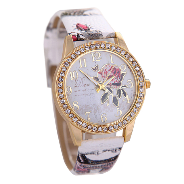 Zegarek damski kwiaty kryształki secesyjny motyw delikatny kolory