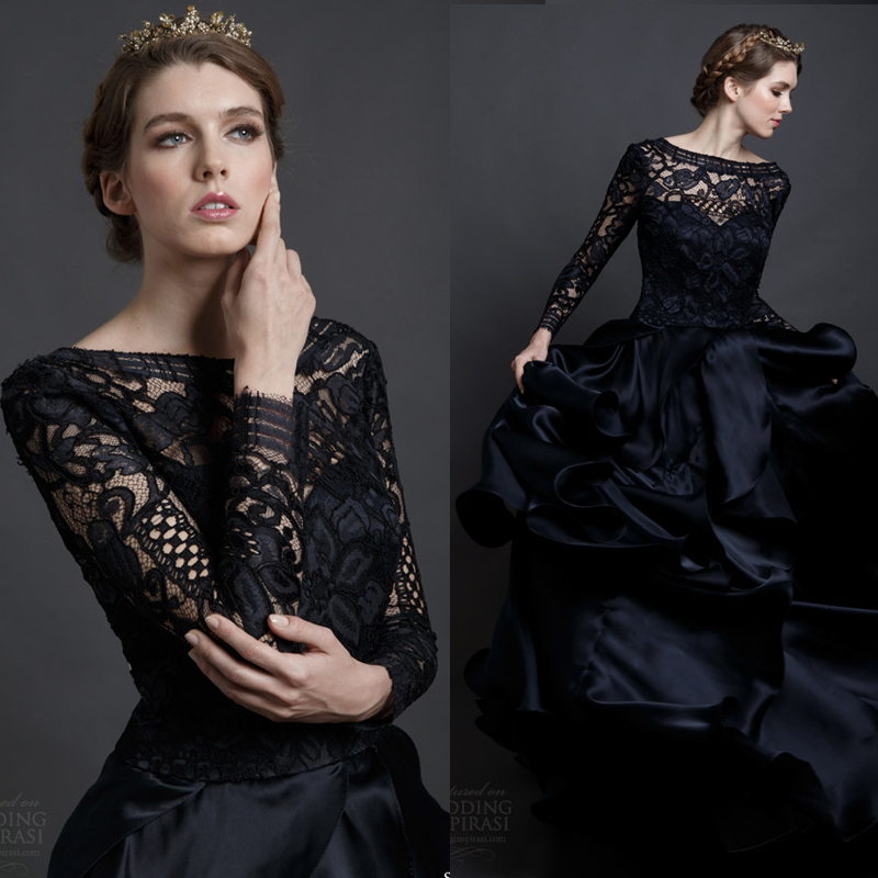 Gothic-Hippie-Vintage-Lace-Wedding-Dresses-2015-Long-Sleeve-Black ... Gothic-Hippie-Vintage-Lace-Wedding-Dresses-2015-Long-Sleeve-Black ...