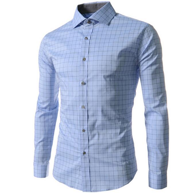 Hot 2016 good Quality 4XL Grid font b Plaid b font Prints Fashion Mens Dress Shirts