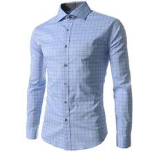 Hot 2016 good Quality 4XL Grid / Plaid Prints Fashion Mens Dress Shirts Slim Fit Long sleeve Casual Social Camisas Masculinas