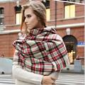 100 Wool Winter Scarf Women 2016 Brand Fashion Lady Plaid Checked Scarf Thick Shawls and Scarves