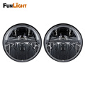 1 Pair LED headlight 7 36W Round Headlight Driving Light with DRL Turn Signal for