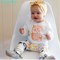 Humor Bear New Spring Clothes Baby Boys girls Clothing Sets long sleeve owl T Shirt pants