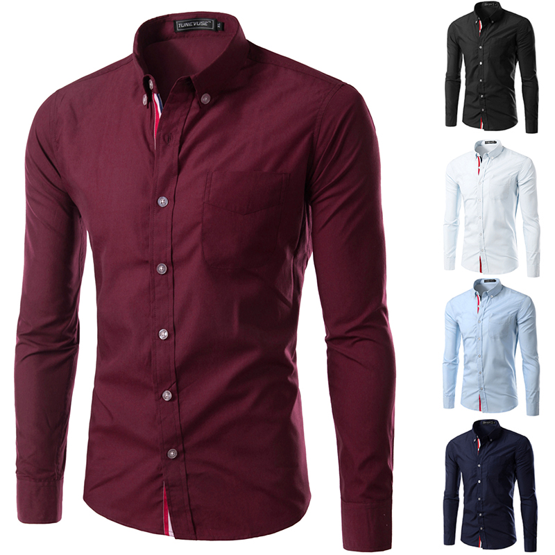 New Fashion Men's Long-sleeved Slim Fit shirts Spring New Men's Business Casual Slim Cutting Shirts 