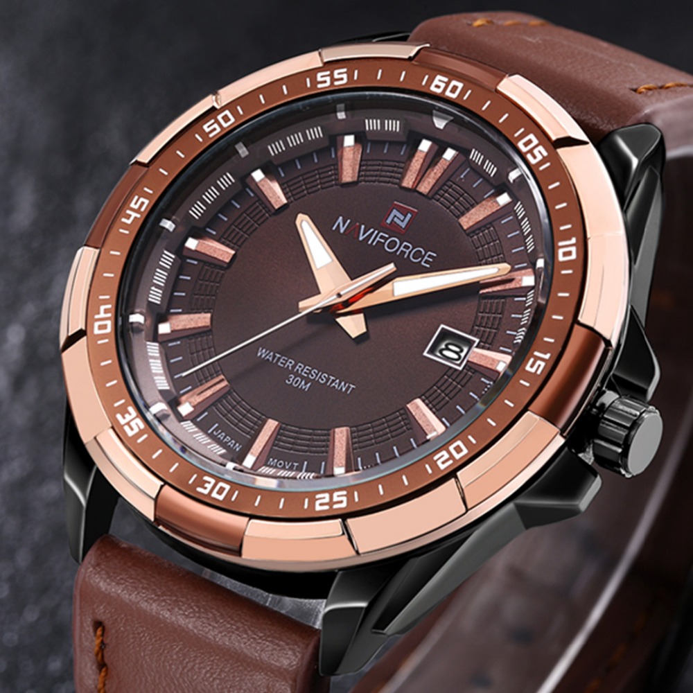 Image of 2016 New Men Quartz Hour Date Clock Men Casual Sports Watches Men Leather Wrist Military Watch Brand NAVIFORCE Relogio Masculino