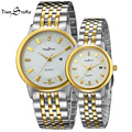 Brand 1 Pair Fashion Lovers Watch Men Women s Ultra Slim Quartz Diamond Wristwatch Stainless Steel