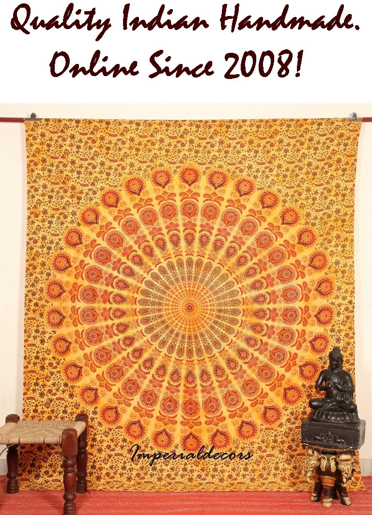 Indian Bohemian Tapestry, Hippie Wall Hanging, Kaleidoscopic Tapestry, Dorm Bed sheet (TWIN SIZE, 100% PREMIUM QUALITY).