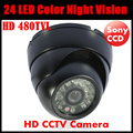 24 LED Color Night Vision Surveillance Dome Camera Indoor HD 480TVL Security CCD IR Surveillance CCTV