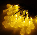 Outdoor Indoor Lighting Solar Powered Water Drop String Light 20 LED Fairy Light for Wedding Christmas