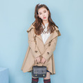 Mori Girl 2016 Autumn New Women Skirt Type Trench Coat Casual Loose Fashion Pockets Full Sleeve