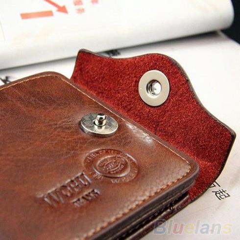 Men s Magnetic Clasp Faux Leather Bifold Card Holder Pockets Slim Purse Wallet 1T1G