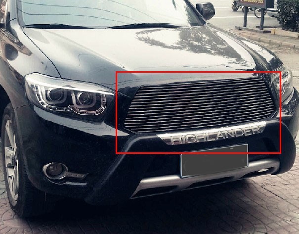 High quality stainless steel Front Grille Around Trim Racing Grills Trim For 2008-2010 Toyota Highlander , car styling