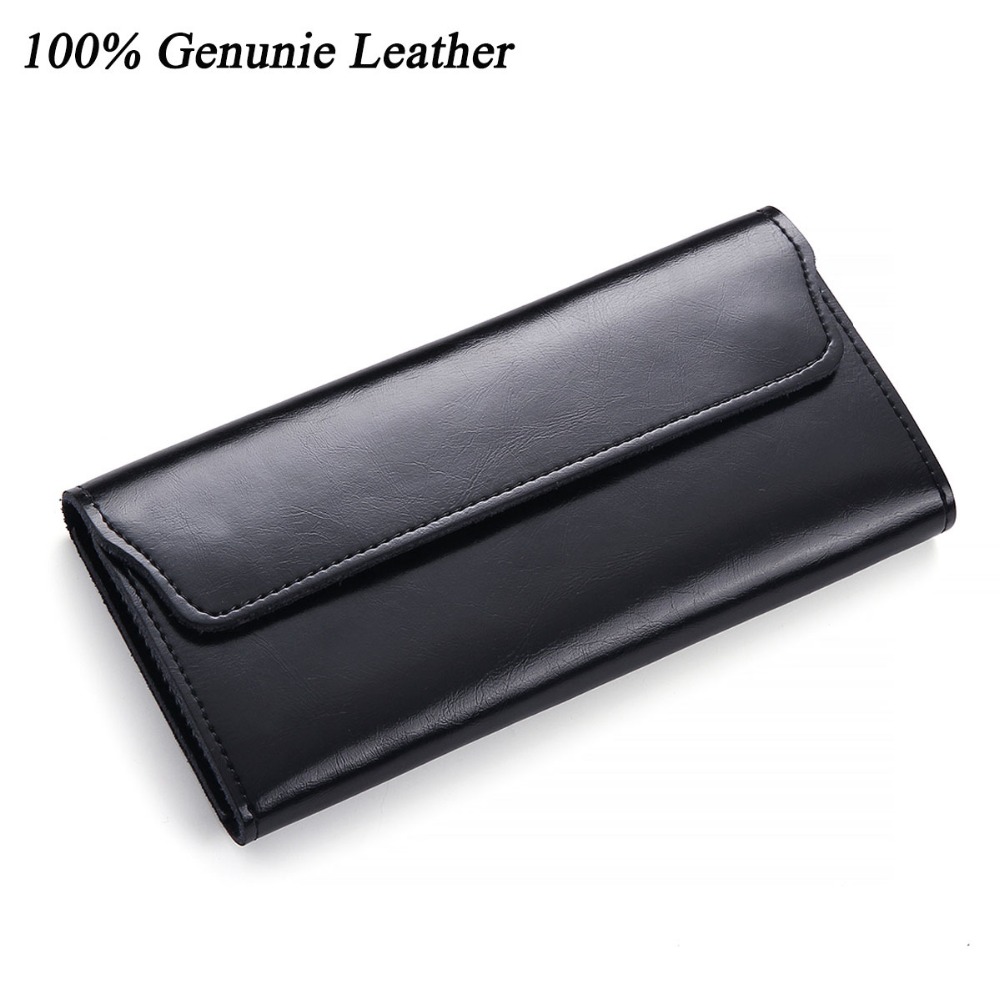 Image of 2015 High quality women wallets Fashion woman purse Big genuine leather wallet oil wax leather long wallet Money card holders