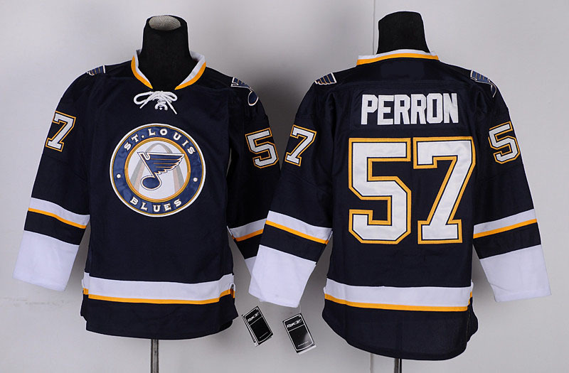 Custom hockey jersey St. Louis Blues #57 David Perron brand Alternate Premier player Jersey ...