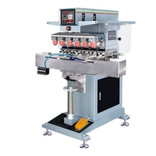 pneumatic 6 color shuttle pad printing machine with ink cup,PLC control