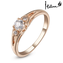 Italina Rigant 18K Rose Gold Plated Genuine Austrian Engagement Ring With Swarovski Crystal Stellux Cubic Zirconia #RG90671