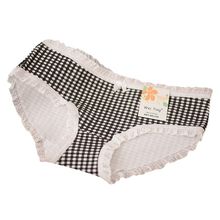 Sexy Underwear Women Panties Candy Color Plaid Cotton Seamless Briefs