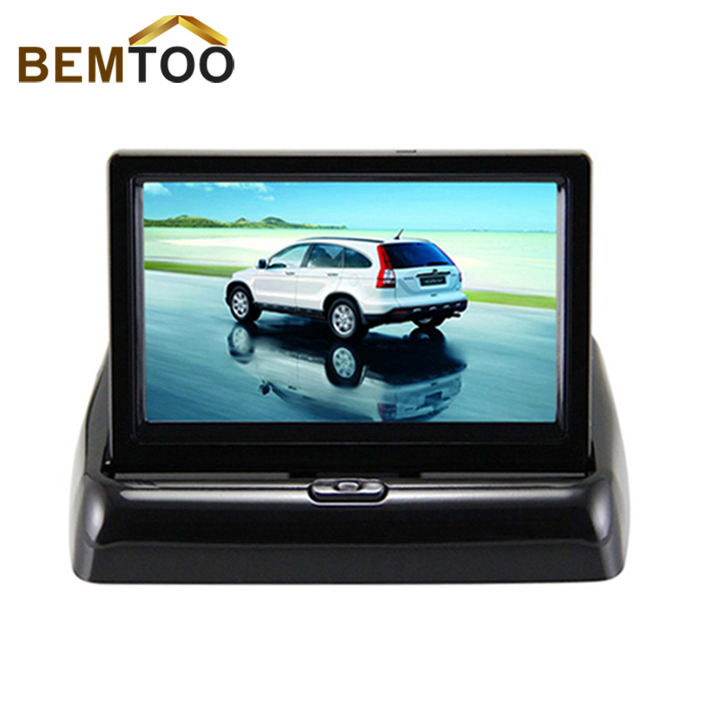 Image of Rear View Camera Parking 2ch Video 4.3 " Foldable Tft Lcd Color Camera Rearview Mirror Car Monitor , free Shipping