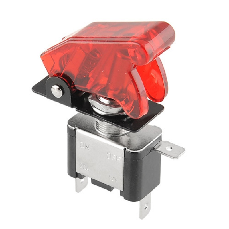 Image of New Red 12V 20A Cover LED Light SPST Toggle Switch Control On/Off For Car Motor Free shipping