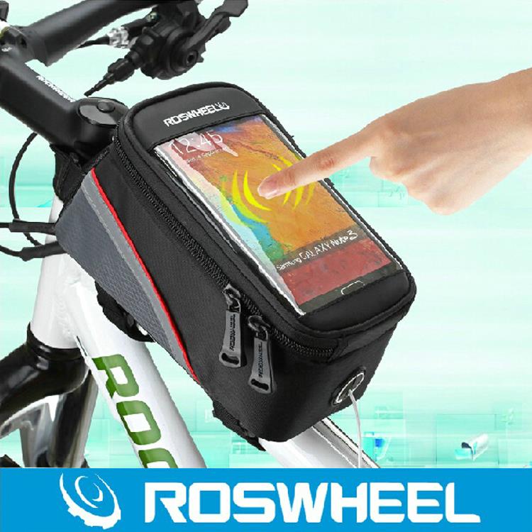 Image of ROSWHEEL 4.2" 4.8" 5.5"1-1/1.5L Cycling Bike Bicycle bags panniers Frame Front Tube Bag For Cell Phone MTB Bike Touch Screen Bag