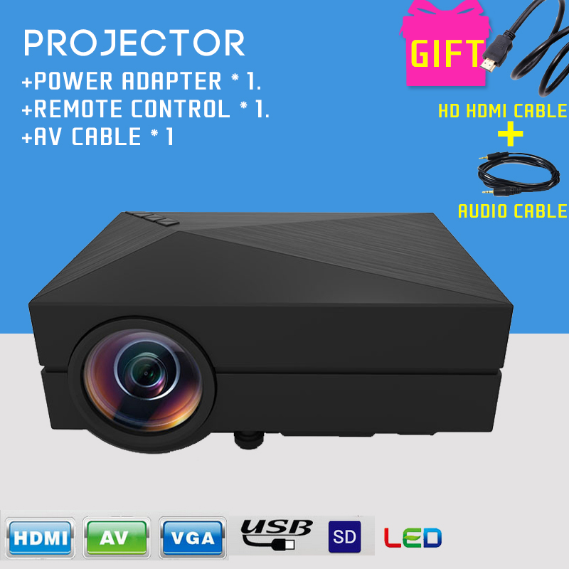 Mini GM60 Projector 1000LM LED Projector Portable Home Cinema Theater + Audio Cable + HDMI Cable