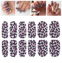 Hot New Arrival Colorful Beautiful Leopard Full Wrap Self Adhesive Stickers Nail Art Tips Stencil Decals Silver Bling Flash