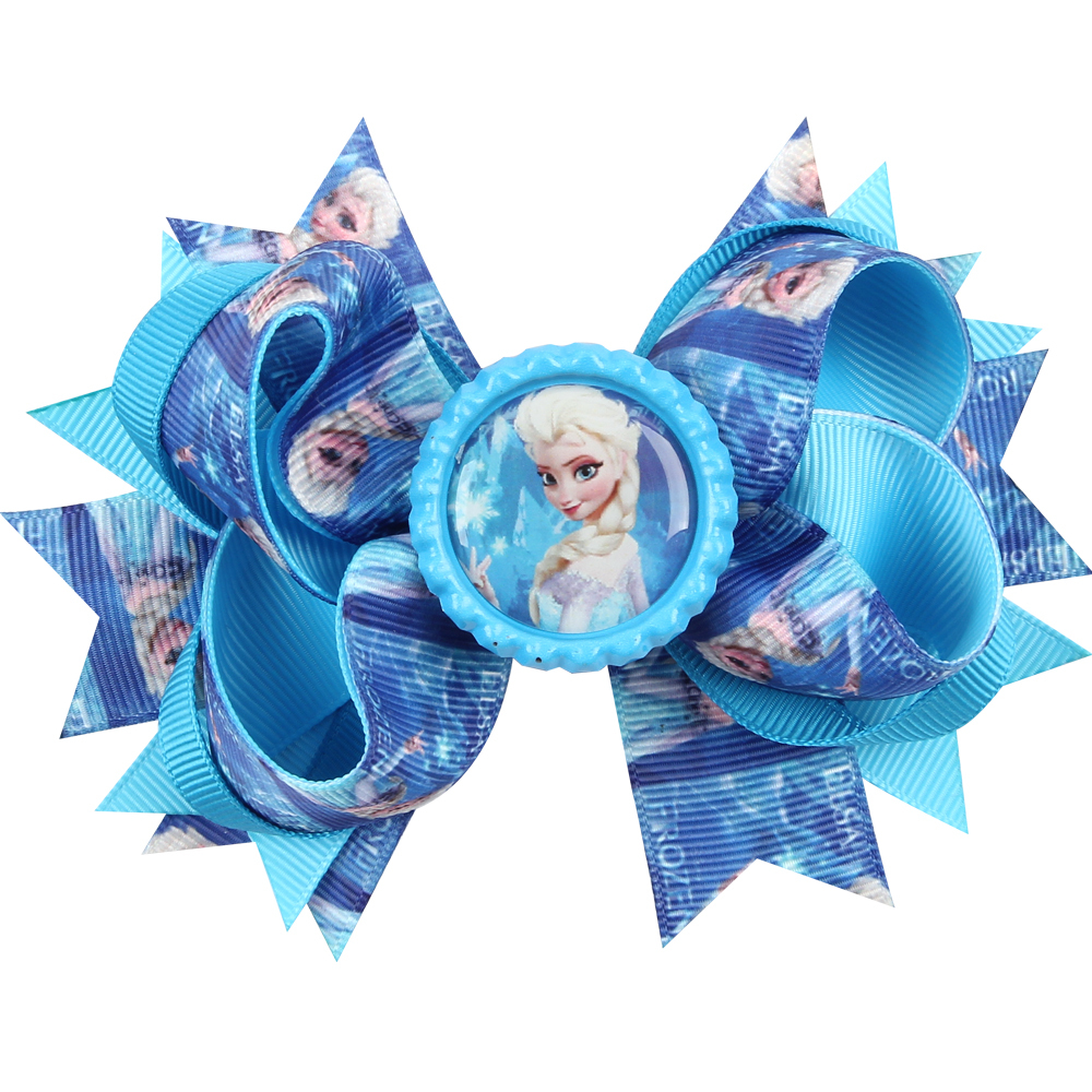 Image of 10 Colors Baby Girls Hair Bows Hair Pins Princess Elsa Anna Ribbon With Alligator Clip Kids Hair Accessories H020
