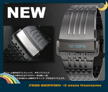 2014 nueva moda acero lleno llevó el reloj hombres digitales relojes deportivos hombres militares relojes Metal LED Faceless reloj de la pulsera