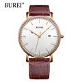 BUREI Women Watch Top Fashion Brand Female Clock Sapphire Watches Genuine Leather Date Waterproof Quartz Wristwatches