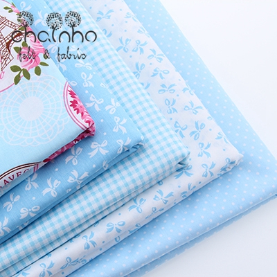 Image of Cotton Fabric For Patchwork Quilts Scrapbooking Products Fat Quaters Tilda Cloth Sewing Fabrics 5pcs Blue Designs 40*50CM