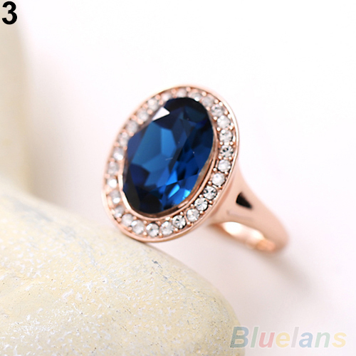 Women s Fashion Korean 9K Rose Gold Plated Crystal Alloy Party Jewelry Ring 1UAN