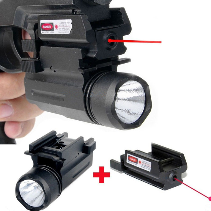 Tactical Tactical Red Dot Laser Sight + LED Flashlight Combo Hunting Laser for Pistol Guns Glock 17,