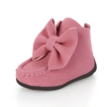 2015 Autumn Spring Girl s Bowknot Boots Flat Children Princess Shoes Rubber Bottom Fashion Kids Casual