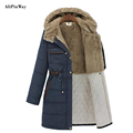 2016 Plus Size Outwear Women Winter Zipper Jackets Cotton Padded Wool liner Female Cap Long Warm