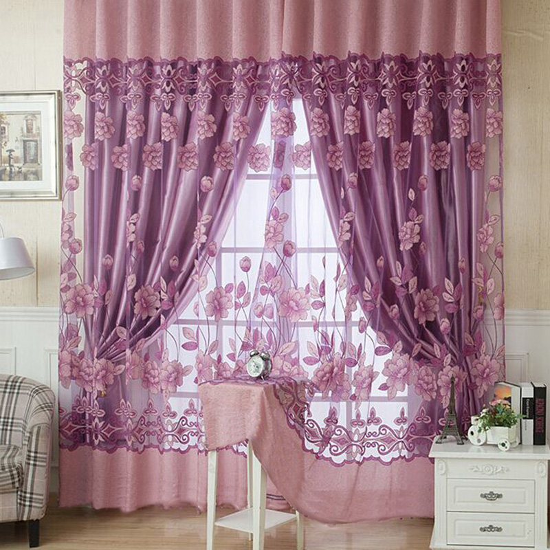 Image of Free shipping Luxurious Upscale Jacquard Yarn Curtains Tulle Voile Door Window Curtains Living Room Bedroom Decor MTY3