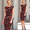 Business Female Pencil Dress Elegant Lady Illusion Patchwork Sheath Buttons Fitted Women Bodycon Bandage Dress