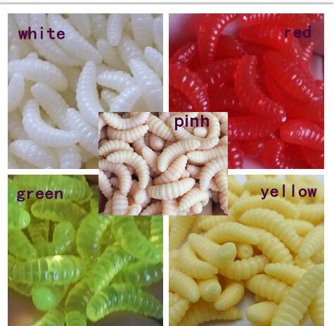 Image of 20 pcs 2cm 0.4g maggot Grub Soft Lure Protein Soft Bait Worm Fishing Lures 5 colors for choice