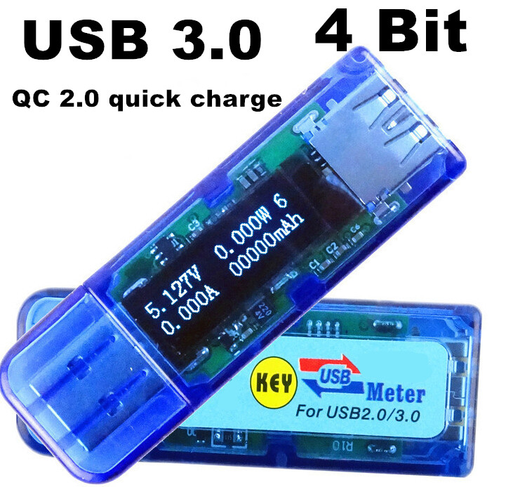 USB 3.0 High voltage white 4 bit OLED detector voltmeter ammeter power capacity tester meter voltage current usb power bank